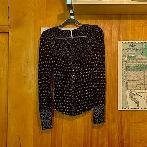 Free People - Button Up Floral Long Sleeve Blouse